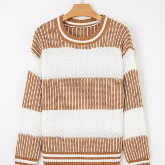 Stripe Patchwork Drop Shoulder Sweater - Picture 2 of 4